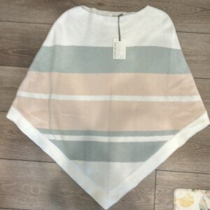 Barefoot Dreams Striped Sweater in White, Light Blue, and Beige